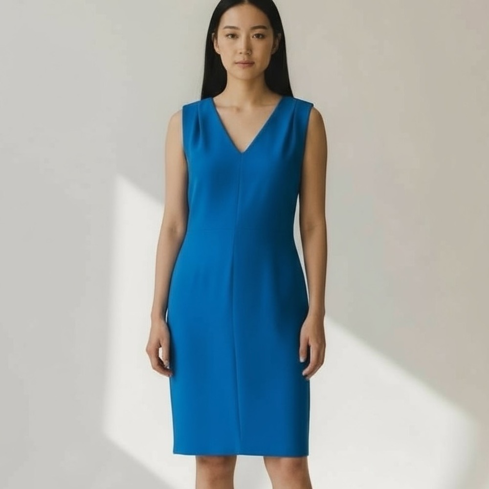 Banana Republic Blue Vneck Sleeveless Sheath Dress NWT Size 2